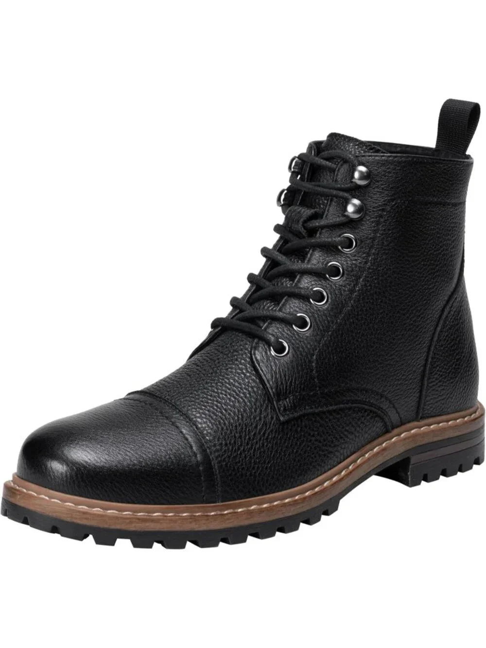 Men's Grain Black Boots Premium Leather Cap Toe Casual Boots Chukka Dress Boots